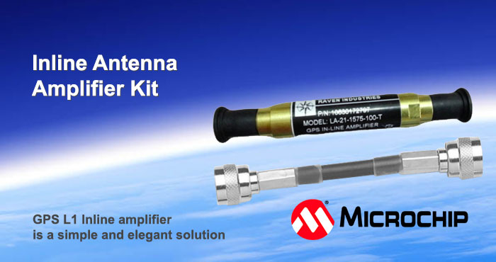 GPS L1, Inline antenna amplifier kit, Microsemi